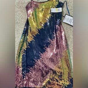 City Studio Sequin Dress in Pink, Gold, and Blue